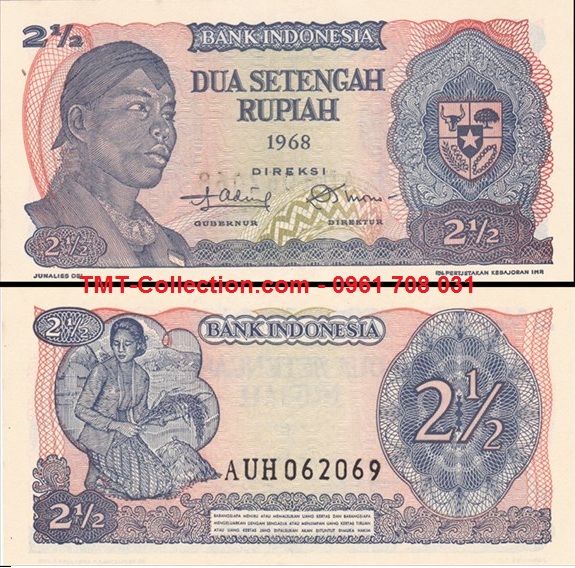 Indonesia 2 1/2 Rupiah 1968 UNC