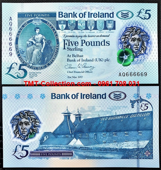 Ireland 5 Pound 2017 UNC polyme