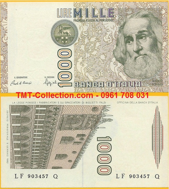 Italia 1000 Lire 1982 UNC (tờ)