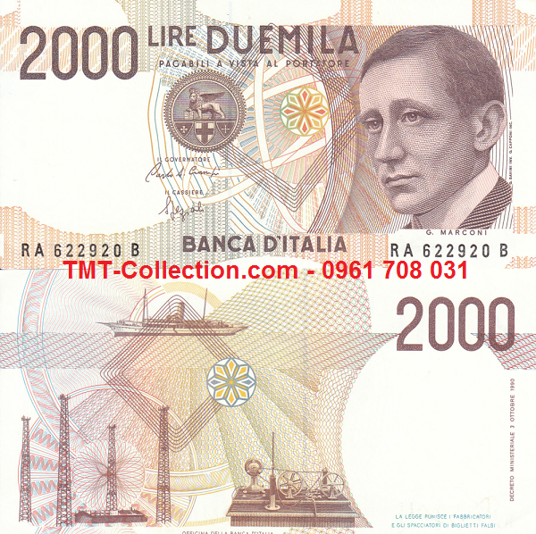 Italia 2000 Mille 1990 UNC (tờ)