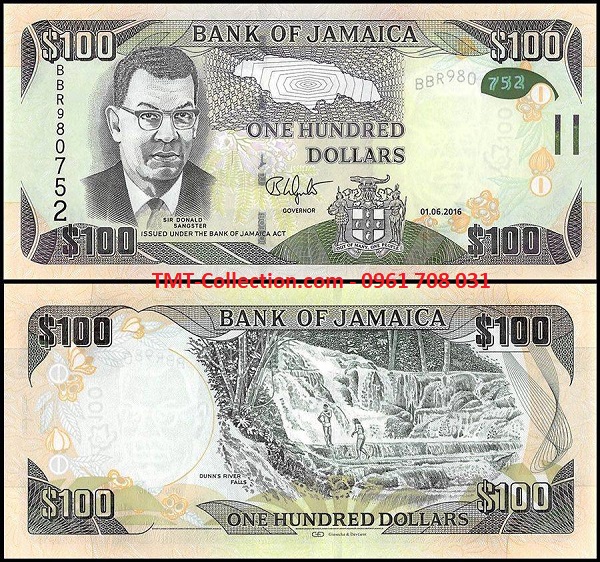 Jamaica 100 Dollars 2016 UNC (tờ)