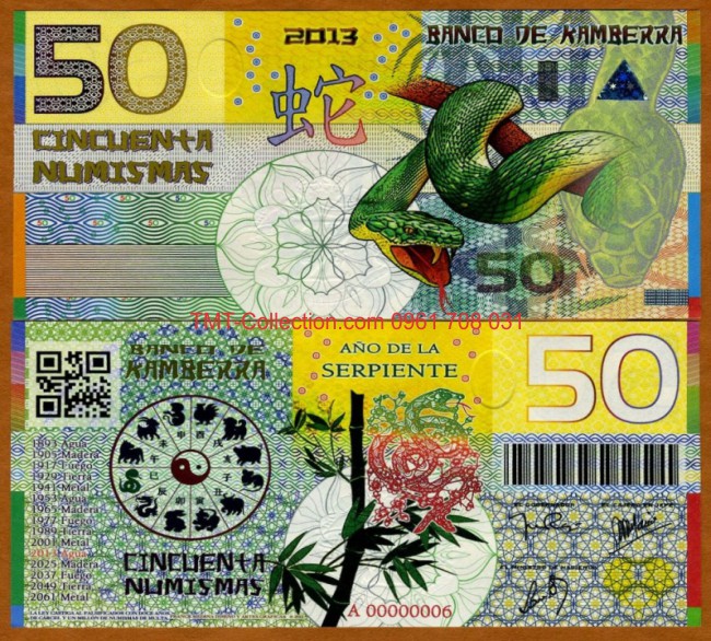 Kamberra 50 numismas 2013 UNC Rắn