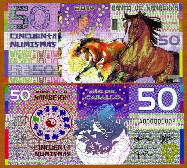 Kamberra 50 numismas 2014 UNC Ngựa
