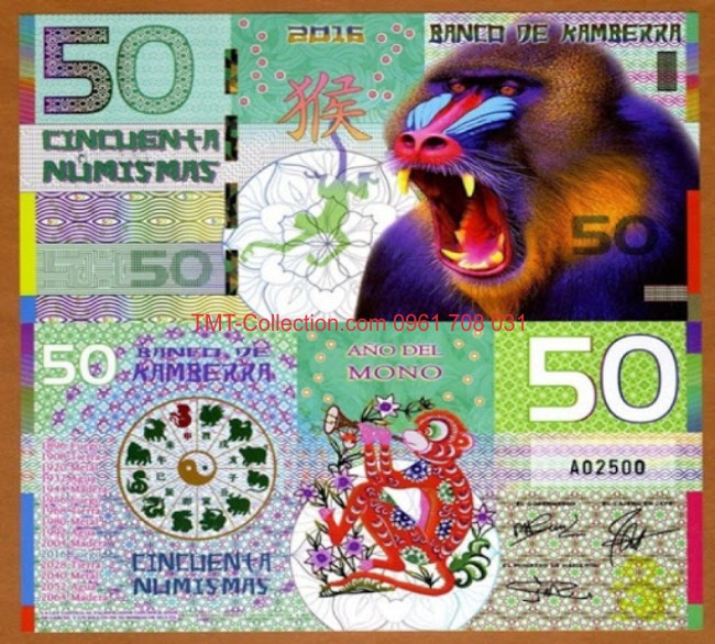 Kamberra 50 numismas 2016 UNC Khỉ