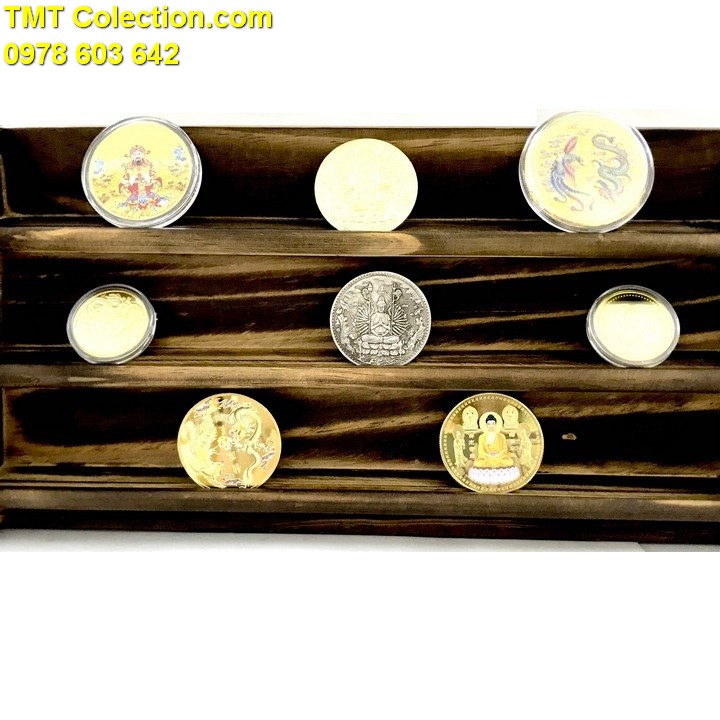 Kệ gỗ trưng bày đồng xu nằm đứng (Không kèm xu) - TMT Collection