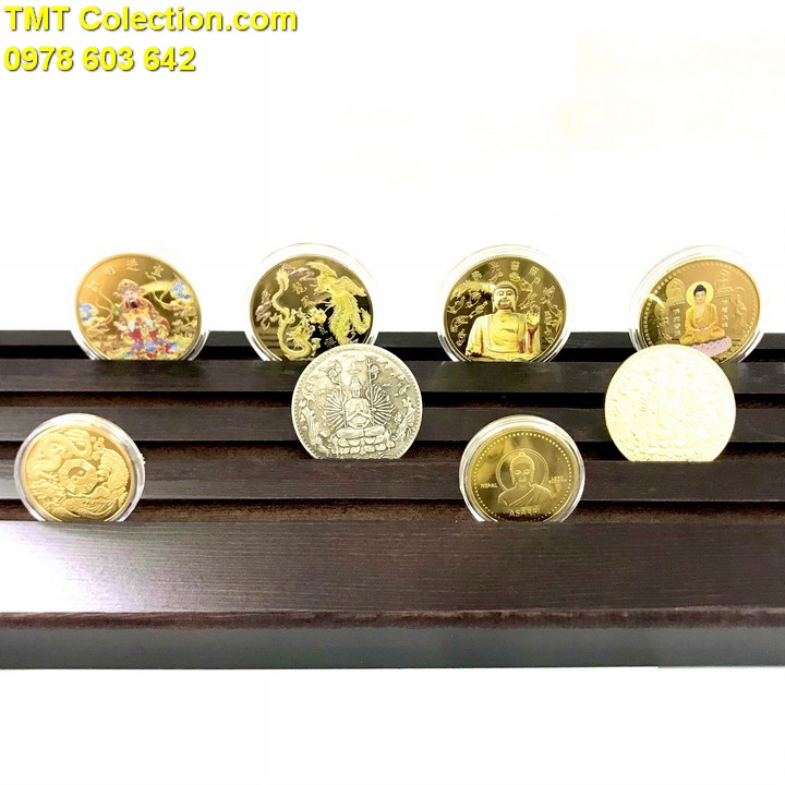 Kệ gỗ trưng bày đồng xu nằm ngang (Không kèm xu) - TMT Collection.com
