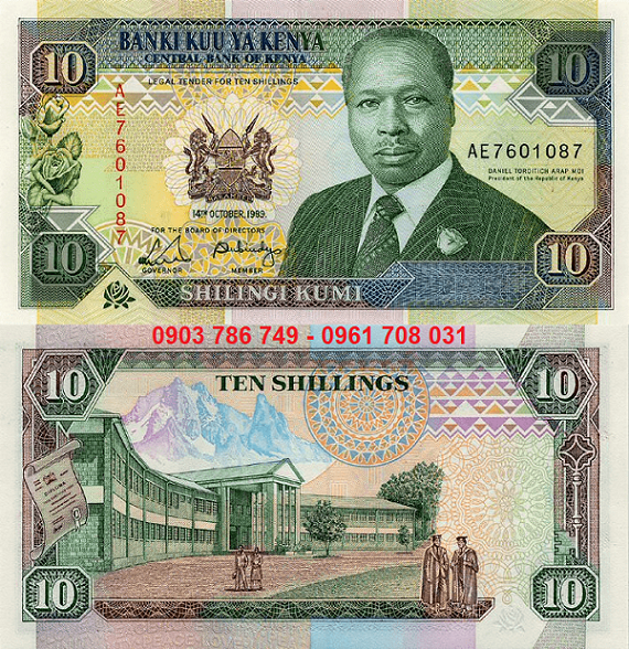 Tiền Sưu Tầm Kenya 10 Shillings 1989 UNC