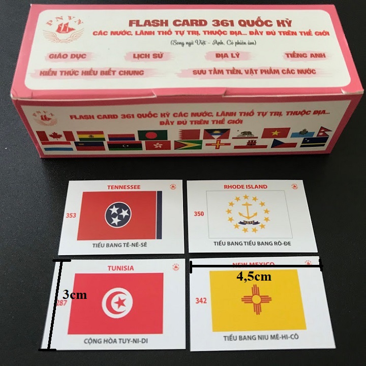 Bộ flash card 361 lá cờ quốc kỳ của các quốc gia vùng lãnh thổ - TMT Collection.com