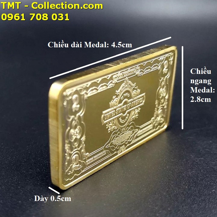 Hộp quà tặng medal vàng 7 mệnh giá 1-100 dollars Mỹ - TMT Collection