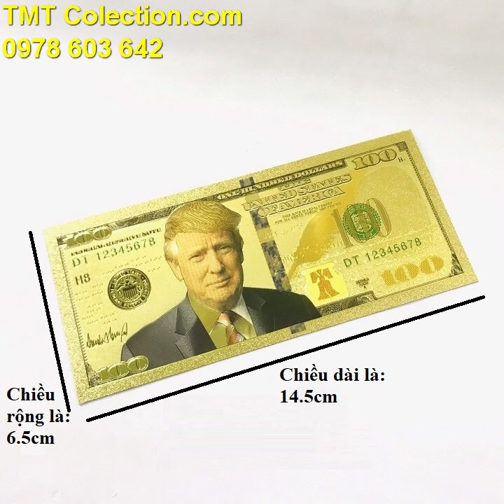 Tiền 100 USD hình Tổng Thống Trump mạ vàng - TMT Collection.com