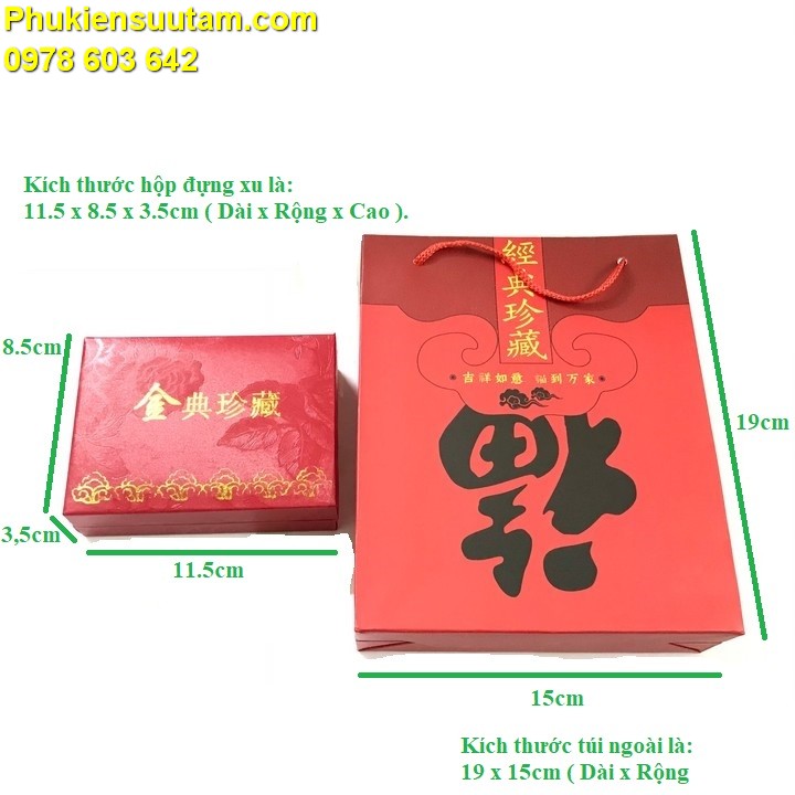 Hộp Đồng Xu Thần Tài CUTE mạ vàng túi Phúc - Phukiensuutam.com
