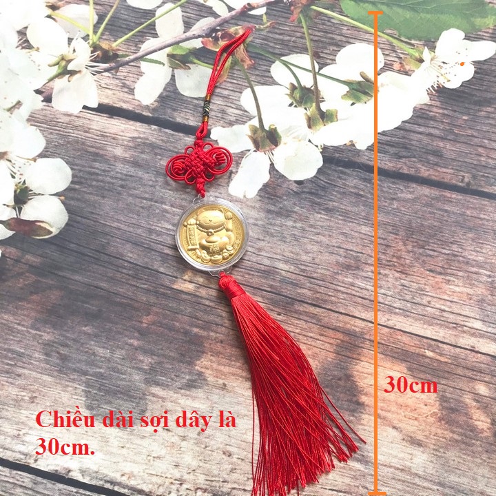 Dây treo đồng xu Mèo Thần Tài vàng may mắn - TMT Collection.com
