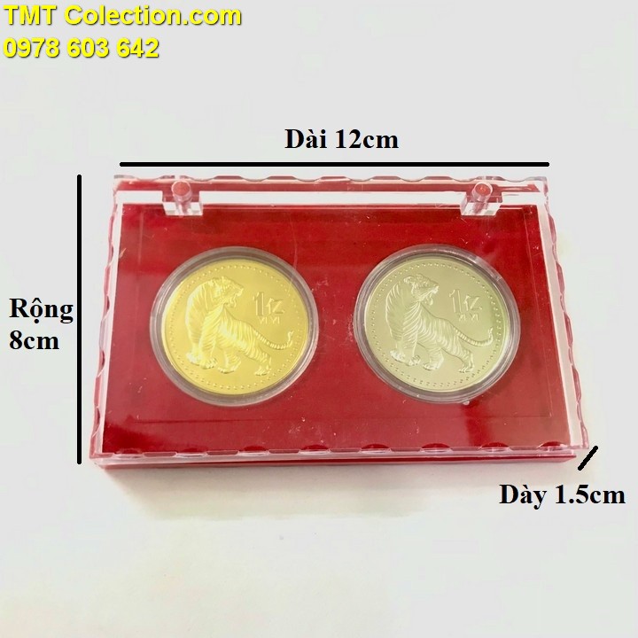Cặp xu hình con cọp 1 Yi Trung Quốc Vàng Bạc - TMT Collection