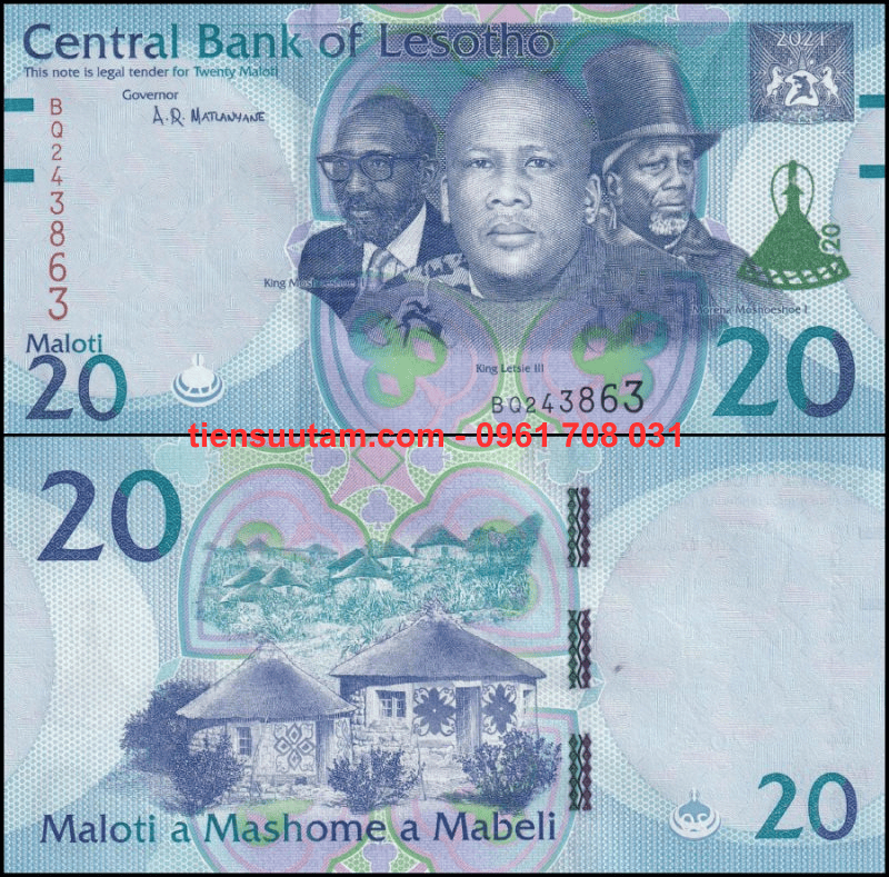 Lesotho 20 Maloti 2021 UNC (tờ)