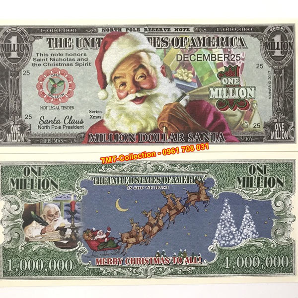 Tiền play money Triệu USD Ông già Noel phát quà