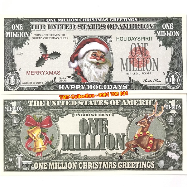 Tiền play money Triệu USD Ông già Noel và Tuần Lộc