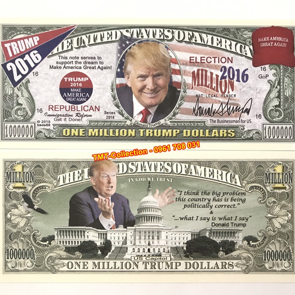 Tiền play money 1 triệu USD hình Tổng thống Trump