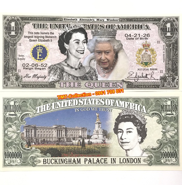 Tiền play money hình nữ hoàng Elizabeth