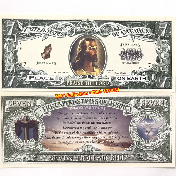 Tiền play money hình Thiên Chúa 7 Dollars