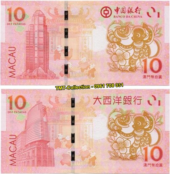 Tiền 10 Dola Macao con khỉ