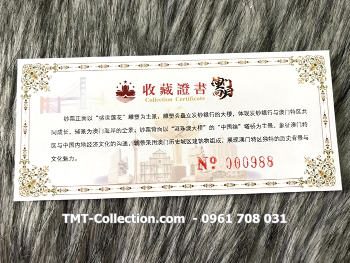 Macao 20 dollars 2019 UNC kỷ niệm Folder