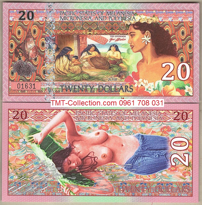 Melanesia và Polynesia 20 dollar 2018 UNC Polyme