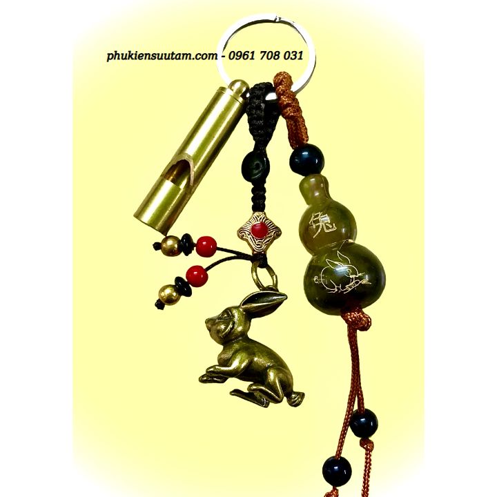 Móc Khoá Còi Đồng Hồ Lô Tượng Đồng Con Thỏ