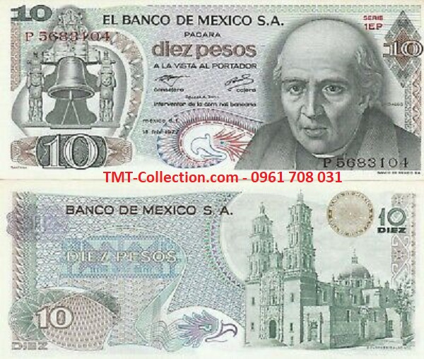 Mexico 10 Pesos 1987 UNC (tờ)