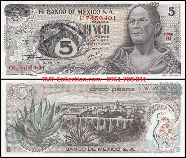 Mexico 5 Pesos 1969 UNC (tờ)