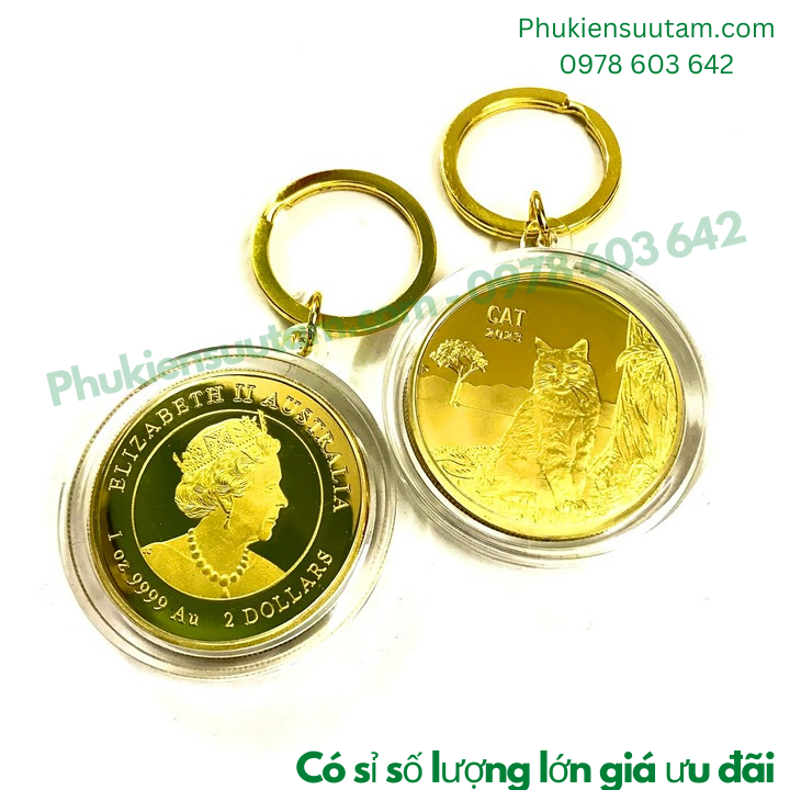 Móc Khóa Xu Úc Hình Con Mèo Vàng - Phukiensuutam.com
