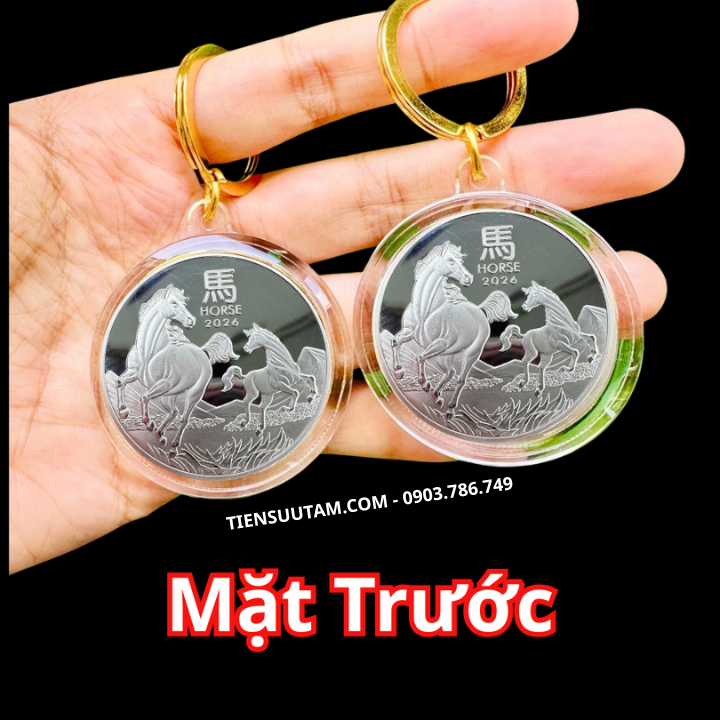 Móc Khóa Xu Úc Hình Con Ngựa Mạ Bạc 2026