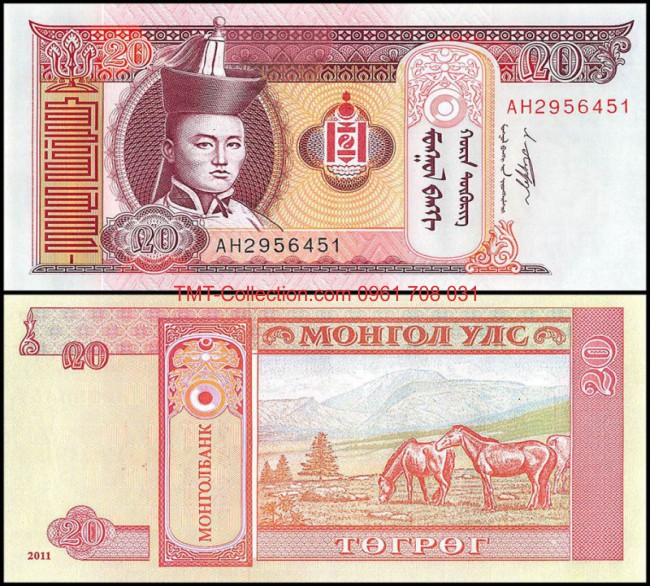 Mongolia - Mông Cổ 20 Tugrik 2011 UNC