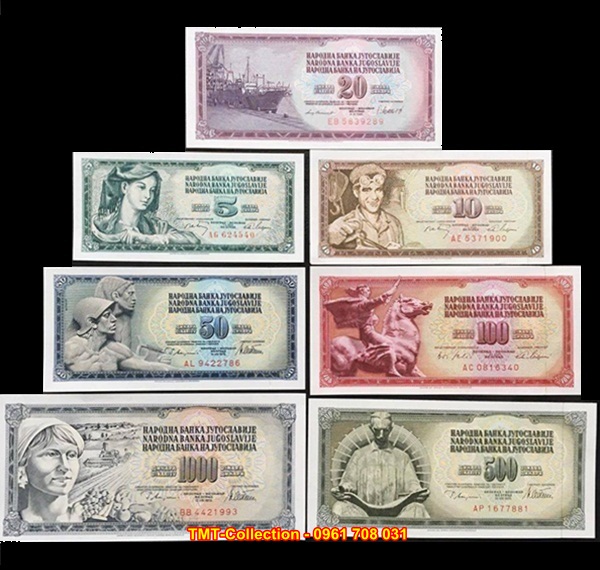 Bộ Full mệnh giá 7 tờ Nam Tư năm 1968 - 1986