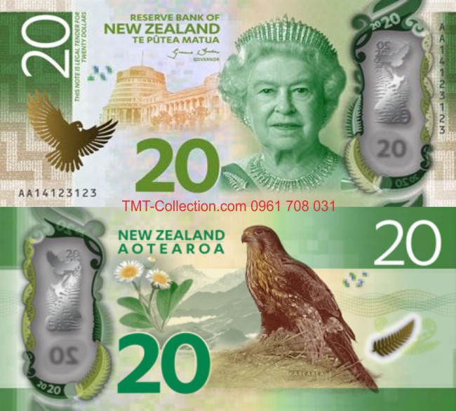 New Zealand 20 dollars 2016 UNC polyme