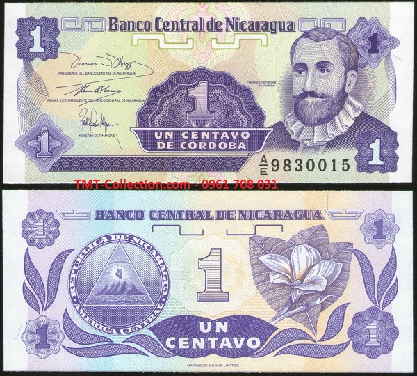 Nicaragua 1 Centavos 1990 UNC (tờ)