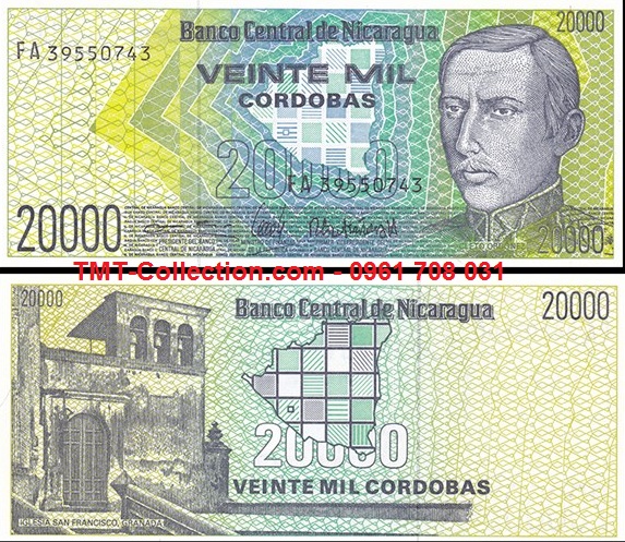 Nicaragua 20.000 Cordobas 1989 UNC