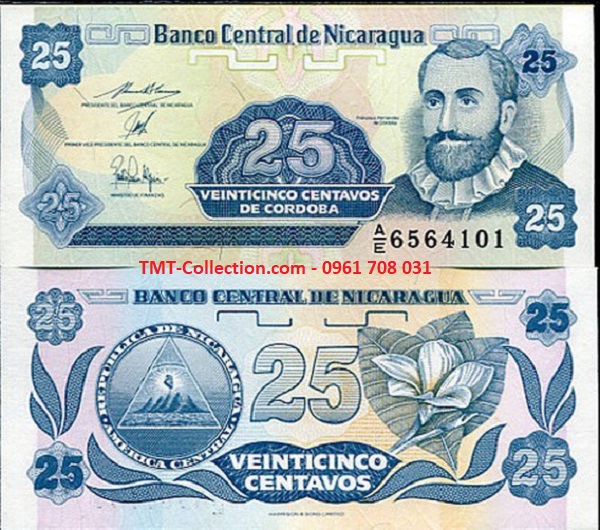 Nicaragua 25 Centavos 1990 UNC (tờ)