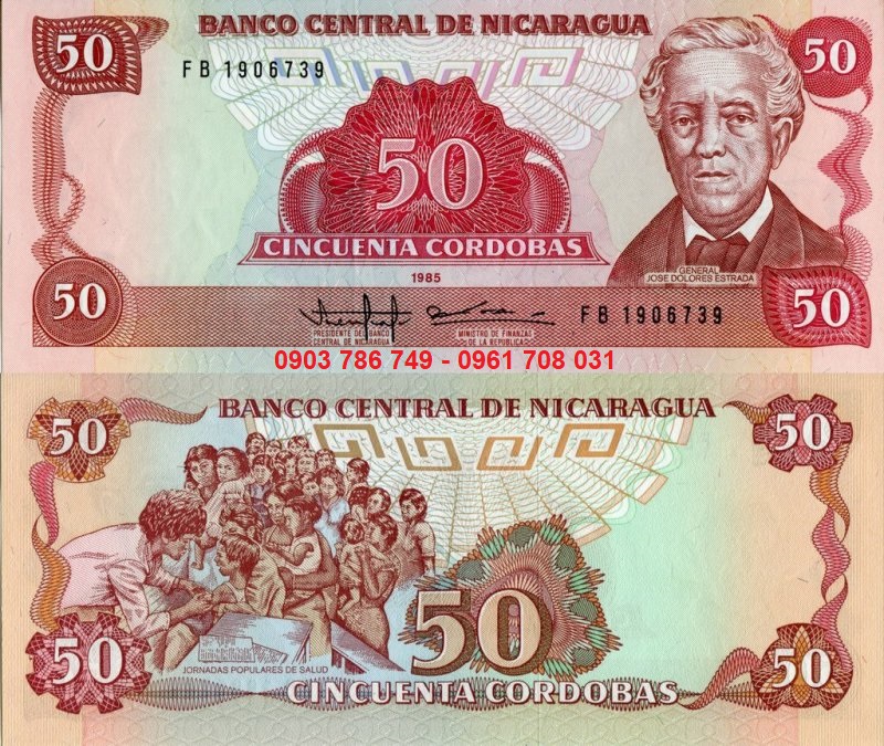 Tiền Sưu Tầm Nicaragua 50 Cordobas 1985 UNC