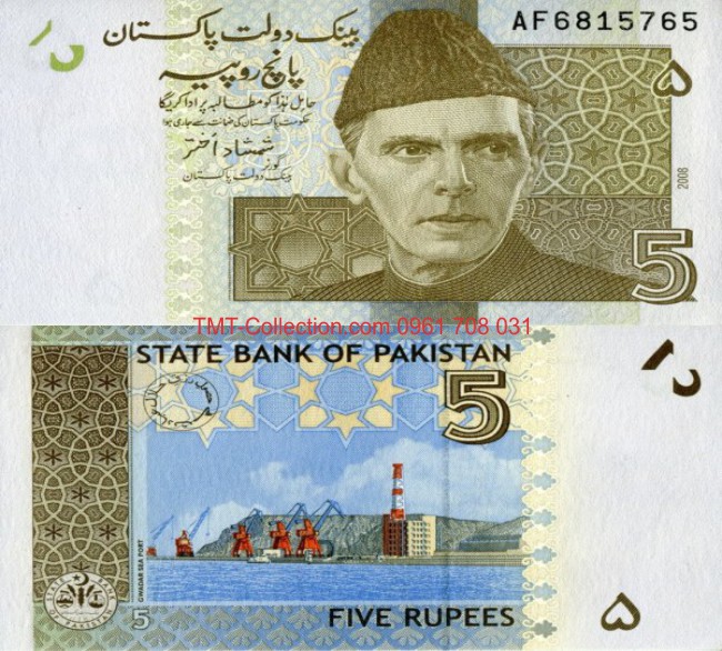 Pakistan 5 Rupees 2008 UNC