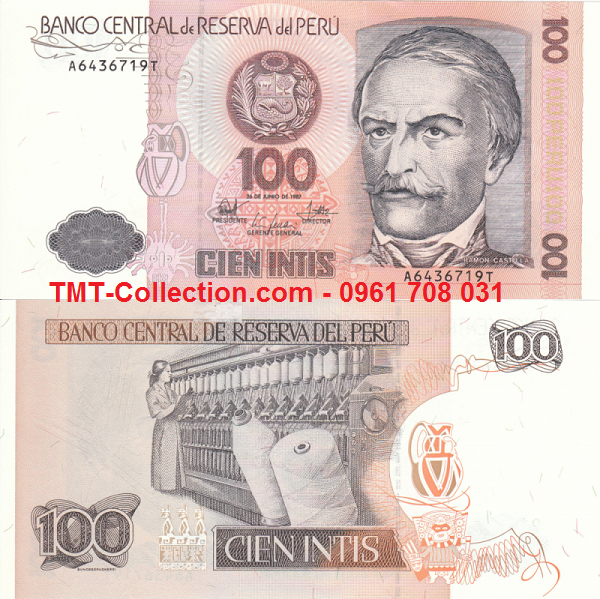 Peru 100 Intis 1987 UNC (tờ)