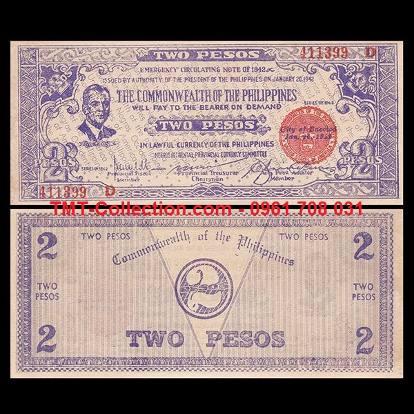 Philippines 2 Peso 1942 UNC