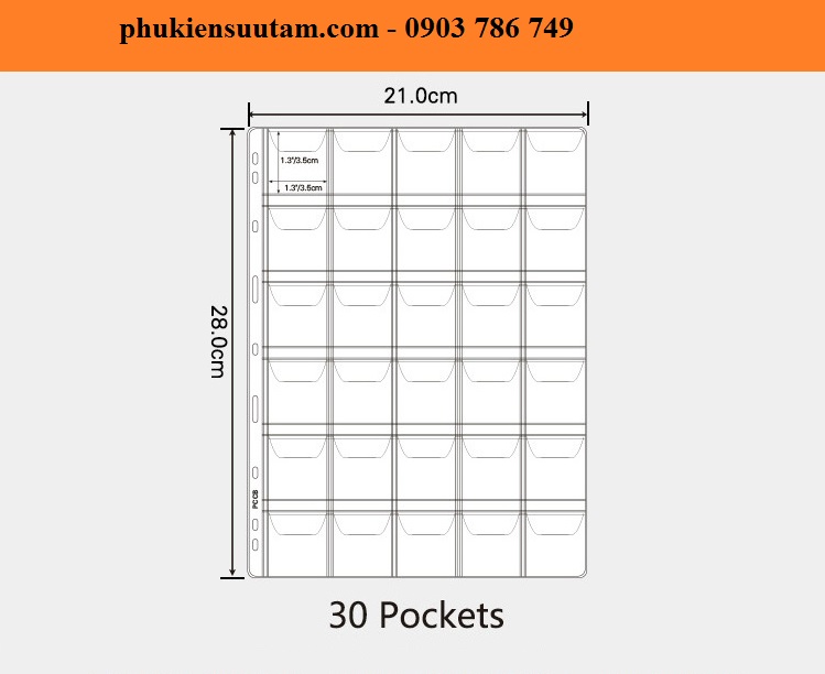 Phơi đựng tiền xu 30 ngăn ô 35 mm