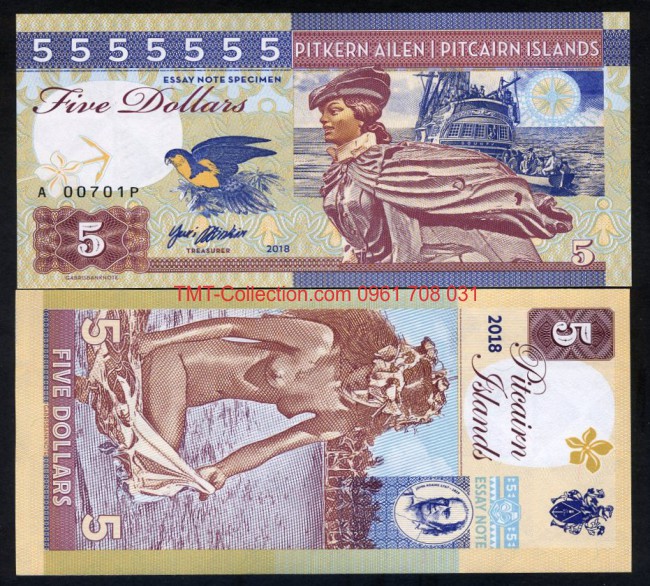 Pitcairn Islands 5 Dollars 2018 UNC