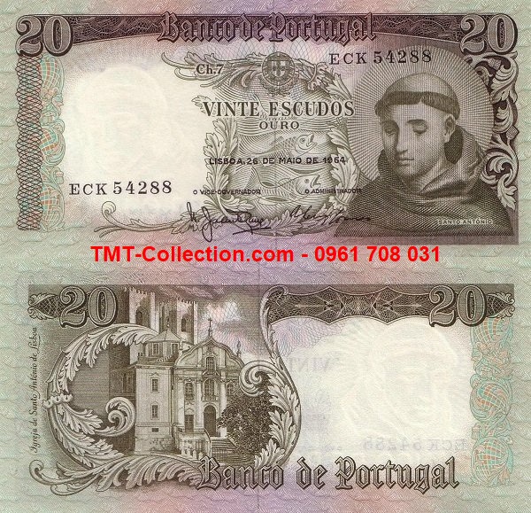 Portugal - Bồ Đào Nha 20 Escudos 1964 UNC