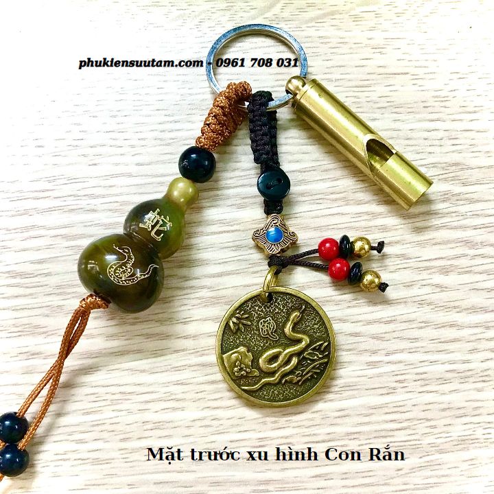 Móc Khoá Còi Đồng Hồ Lô Mặt Xu Hình Con Rắn