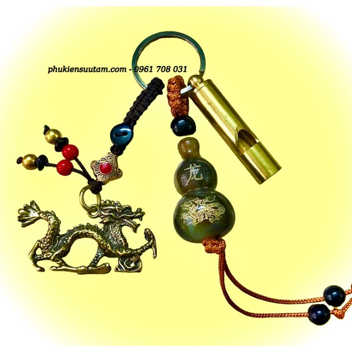 Móc Khoá Còi Đồng Hồ Lô Tượng Đồng Con Rồng