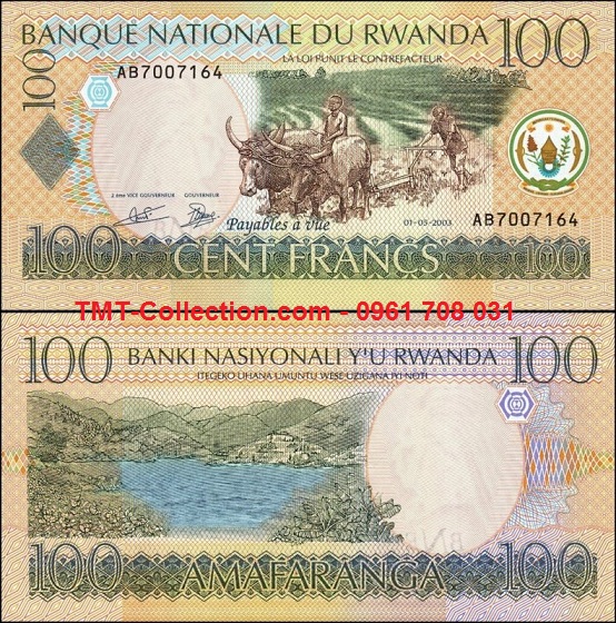 Rwanda 100 Francs 2003 UNC (tờ)
