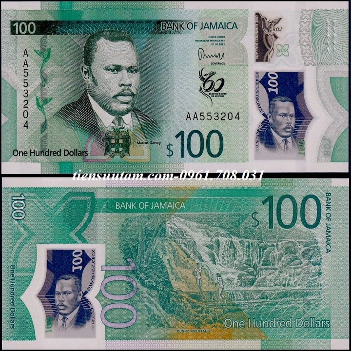 Jamaica 100 Dollars 2022 UNC Polyme