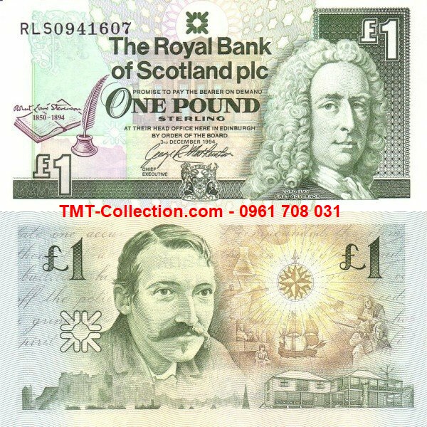 Scotland 1 pound kỷ niệm 100 năm Stevenson 1994 UNC