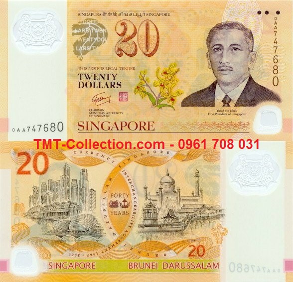 Singapore 20 Dollar 2007 UNC Polymer